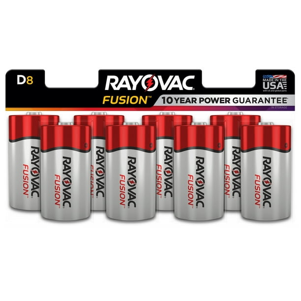 Rayovac Fusion D Batteries (8 Pack), Alkaline D Cell Batteries