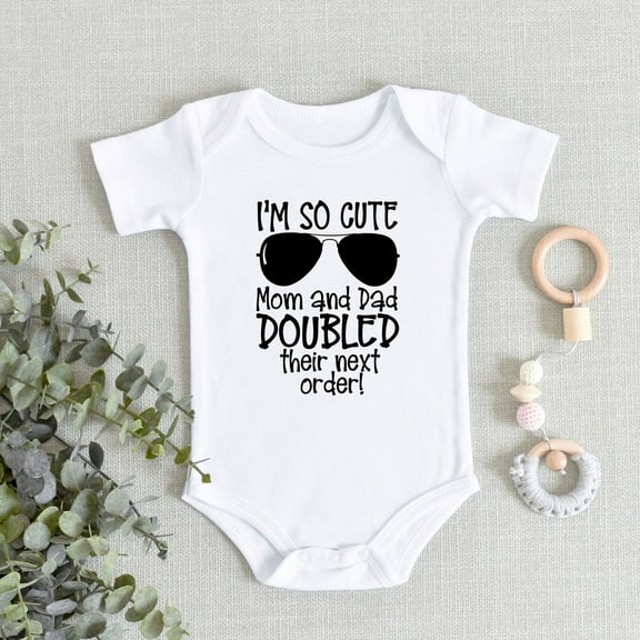 Twin Pregnancy Announcement Onesies Bodysuit, I'M So Cute Mom And Dad Doubled Their Next Order Baby Announcement, Twin Baby Reveal Cute Baby Onesie, BABY BODYSUIT LAT 4424
