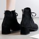thumbnail image 5 of NECHOLOGY Botas Mujer Adulto Femenino Zapatos Botines para mujer Botines de mujer Moda de otoño e invierno de sólido Cómodo Tacón cuadrado Tacón grueso Cremallera trasera (Black, 6.5), 5 of 6