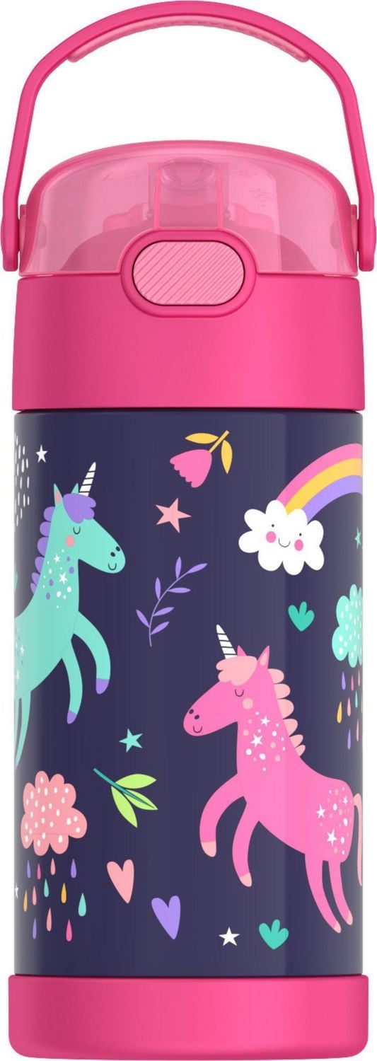 Thermos Kids Vacuum Insulated Funtainer Water Bottle with Flip Up Straw, 355ml, Unicorn