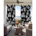 thumbnail image 4 of Black Floral Blackout Curtains, Light Blocking Print Window Curtains, Farmhouse Garden Flowers Botanical Thermal Insulated Window Drapes for Living Room Kitchen Cafe 2 Panels, 55"W x 39"L, 4 of 9