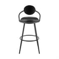 thumbnail image 2 of Carny Iron Swivel Counter Stool Chair- Vintage Black Faux Leather, 2 of 7