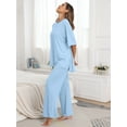 thumbnail image 3 of MINTREUS Lounge Sets for Women Knit Short Sleeve Tops and Long Pants Soft Comfy Pajamas Set Oversized 2 Piece Outfits S-4X, 3 of 8