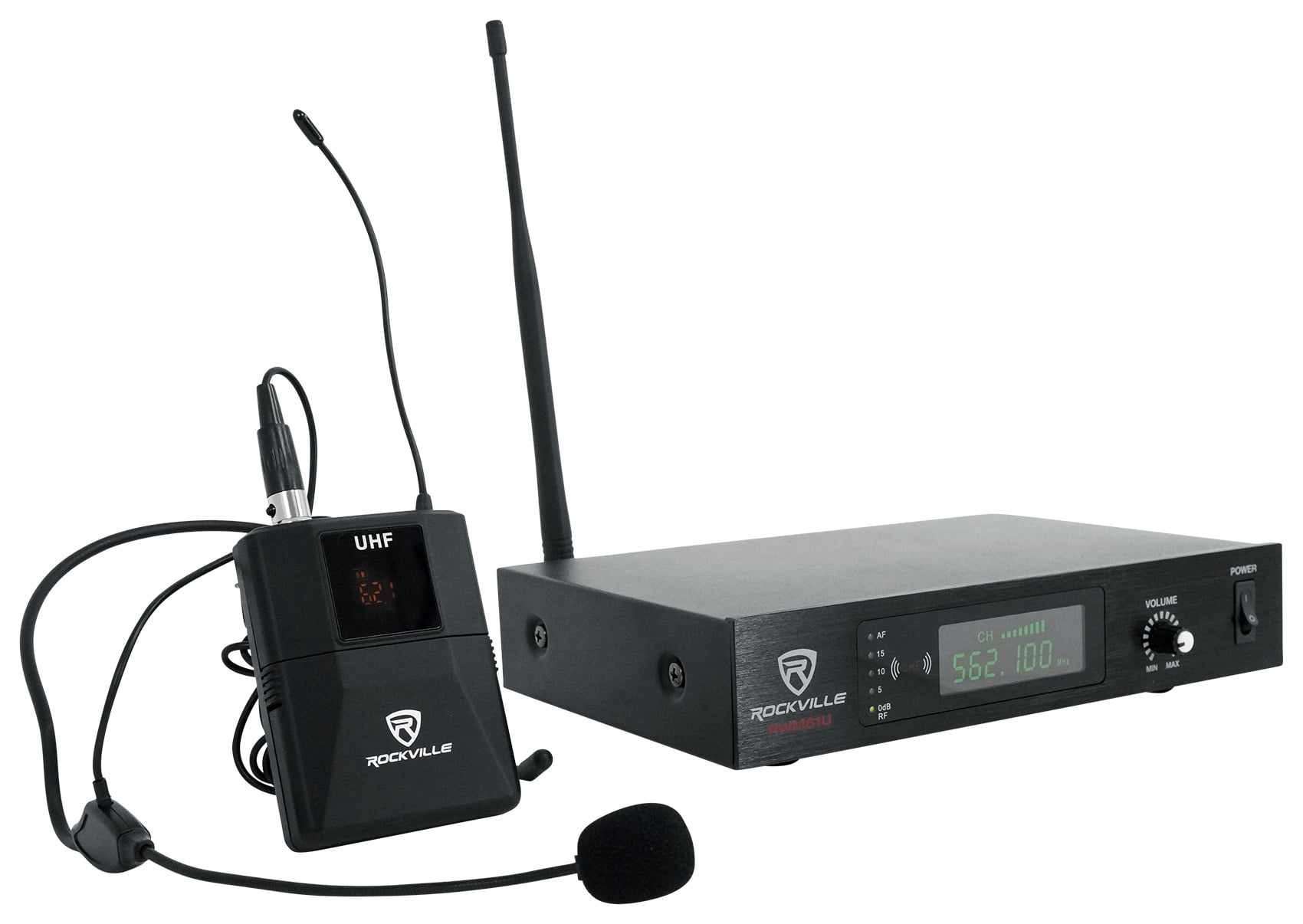Rockville RWM61U Professional UHF Headset & Guitar Wireless Microphone System