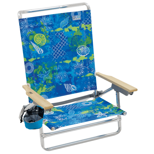 Classic 5Position LayFlat Beach Chair Baja Boho Shells Walmart