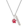 thumbnail image 1 of Delight Jewelry Silvertone Medium Translucent Red Paw Silvertone Forever Bar Charm Necklace, 23", 1 of 4