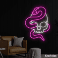 thumbnail image 2 of Craftnamesign Skull Snake Neon Sign, Men Cave Decor, Tattoo Shop Wall Art, 2 of 4