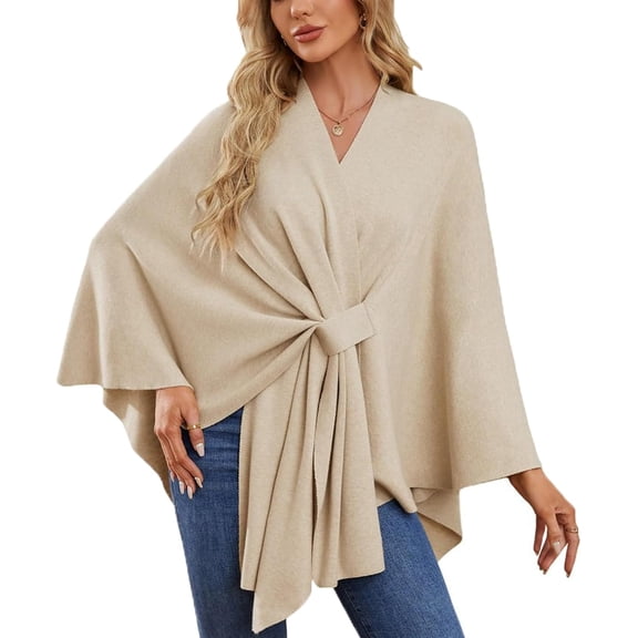 Elegant Shawl Wraps Soft Open Front Poncho Sweater, Women's Elegant Solid Color Cape Shawl for Spring Fall Winter