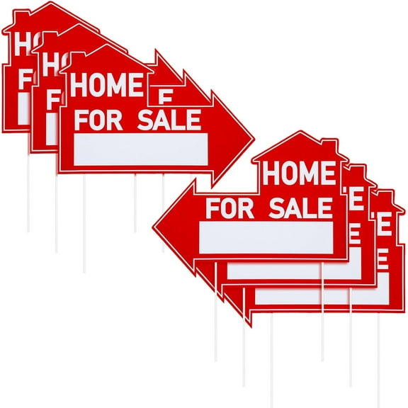 6 Pcs Home for Sale Signs with Stakes 12 x 16 Inch Double Sided for Sale by Owner Yard Sign Directional Arrow Estate Sale Signs for Real Estate Lawn Garden Yard(Home for Sale)