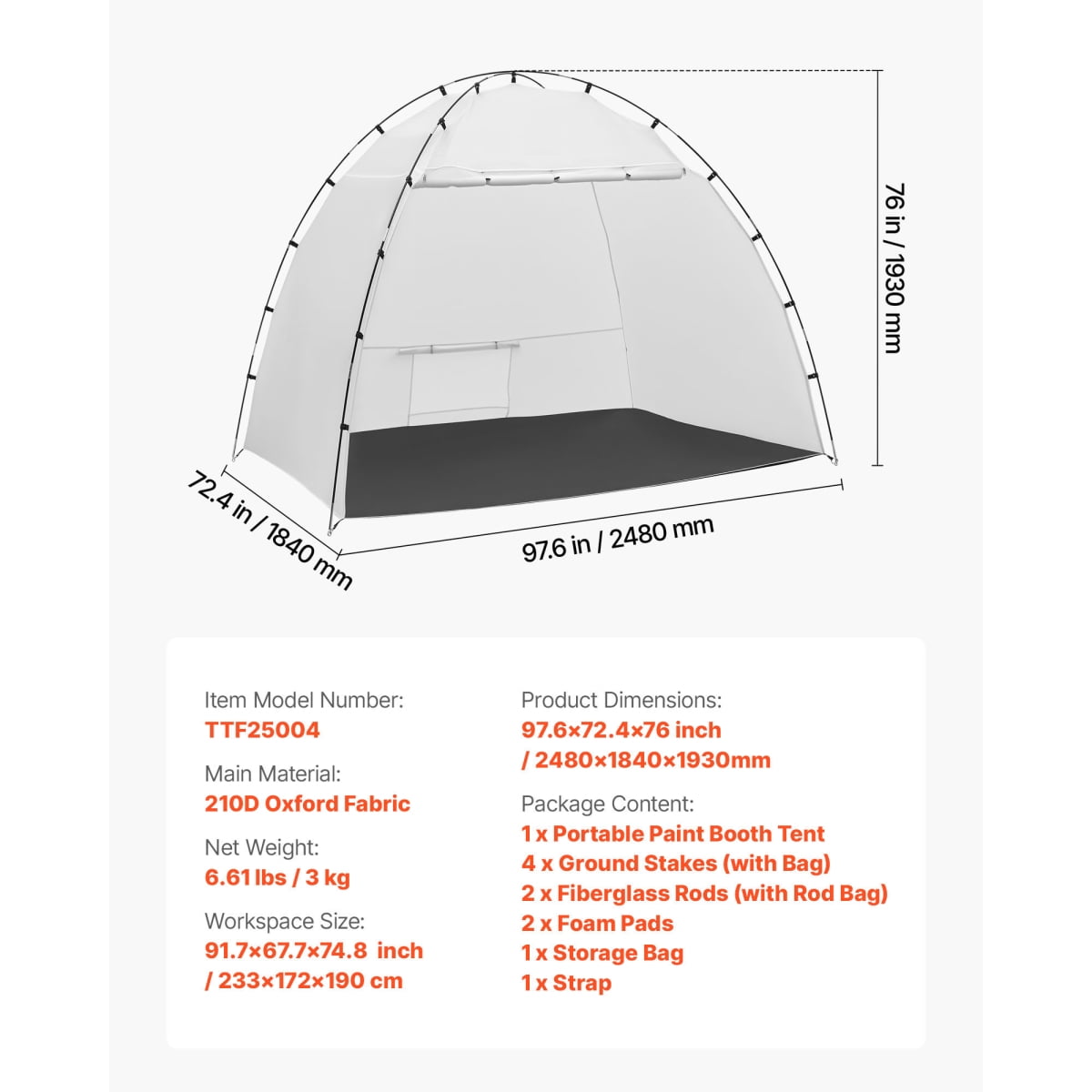 Portable Paint Booth Tent 91.7 x 67.7 x 74.8 Inch Spray Painting Shelter with Built in Floor & Mesh Screen Oxford Fabric Spray Booth Station for Furniture Cabinets Chairs and Tables