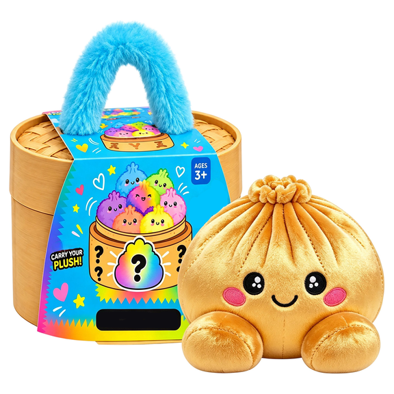 Plush Dumpling Squishy Bao Bun Toy Soft Stress Relief Fidget Sensory Squeeze Plushie with Steamer Blind Box, Mystery Plush Collectible Christmas Gift for Kids Teens