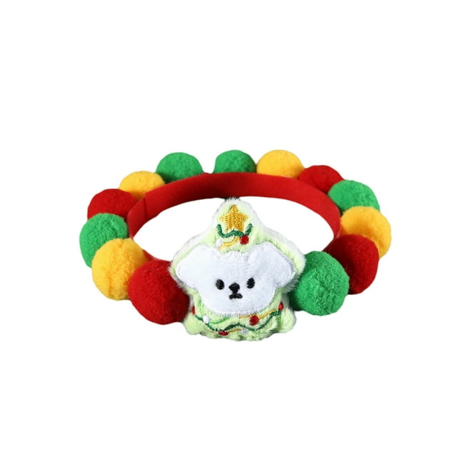 FOCUSNORM Christmas Collar for Dogs Cats Soft Pom Pet Collar Winter Adjustable Collar Necklace Cosplay Apparel for Party