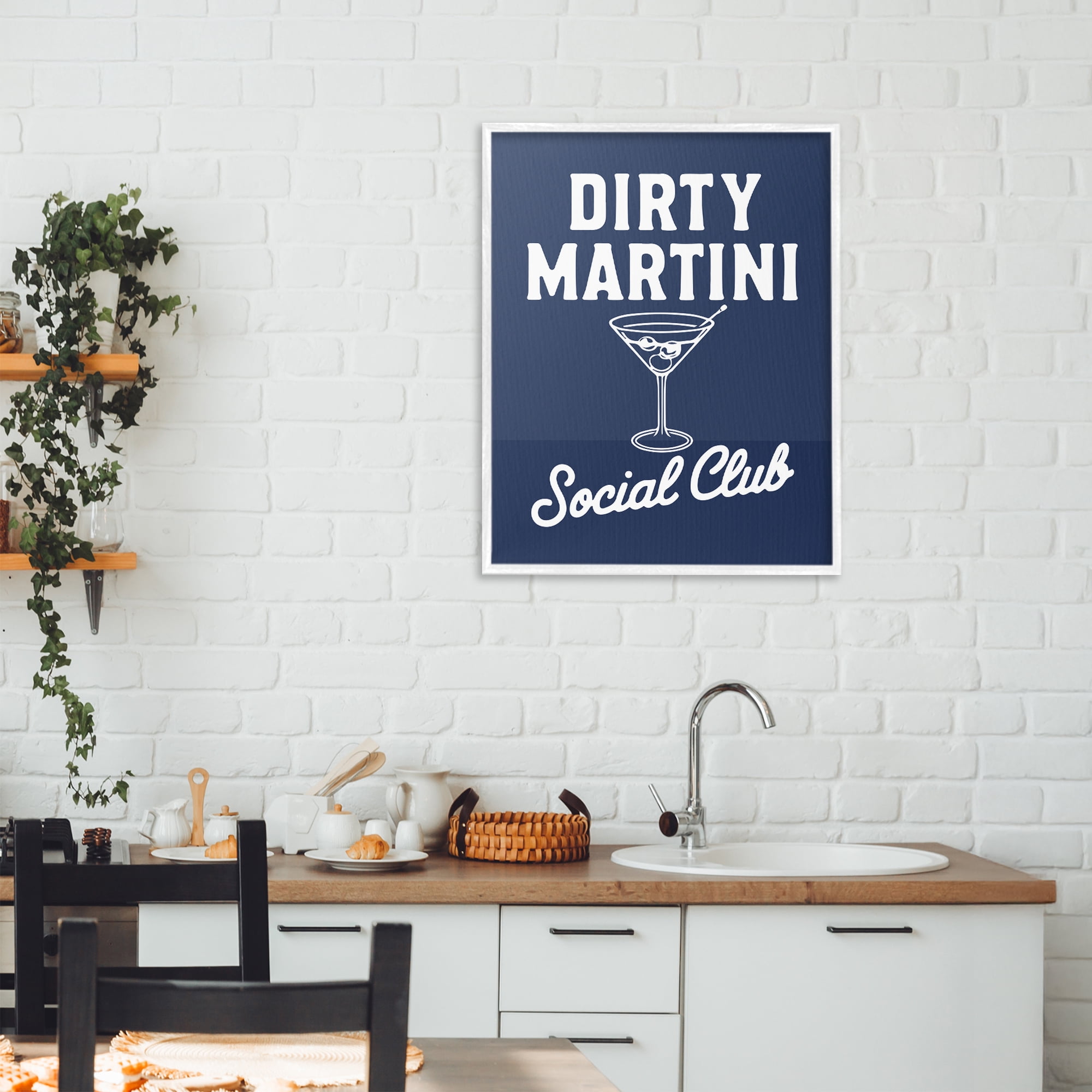 Stupell Industries Retro Dirty Martini Club White Framed Giclee Art, design by Lettered and Lined