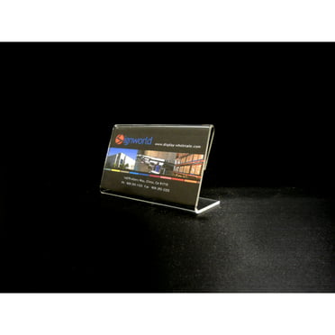 Small Counter Top Acrylic Sign Holder, Horizontal L Shaped Card 