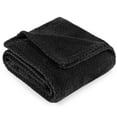 thumbnail image 2 of PAVILIA Soft Fleece Solid Black Throw Blanket for Couch, Lightweight Plush Warm Blankets for Bed, Fuzzy Cozy Flannel Blanket Throw for Sofa, Travel, Jacquard Pattern, Black, 50x60 inch, 2 of 8