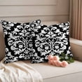 thumbnail image 2 of Baroque Black Outdoor Waterproof Pillow Covers, Vintage Damask Classic Floral Decorative Square Throw Pillowcase Sofa Cushion Sham for Patio/Couch/Chair, 18"x18" 2 Pack, 2 of 8