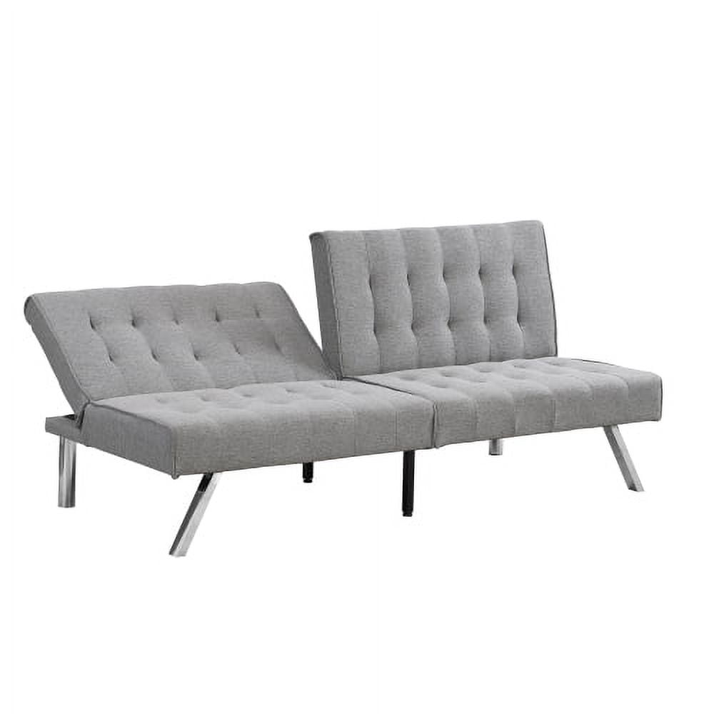 Leumius Convertible Futon Sofa Bed, Linen Fabric Upholstered Folding Futon for Living Room, Gray