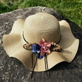 thumbnail image 3 of LEKODE Womens Straw Hat Ribbon Bow straw hat summer hat Womens Sun Straw Hat Packable Wide Brim Hat Hat Adjustable Travel Straw Cap beach hat Travel Bucket Hat with Band UV Protection Yellow One Size, 3 of 3