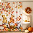 thumbnail image 5 of Gnomes Fall Shower Curtains for Bathroom, Maple Leaf Thanksgiving Pumpkins Orange Waterproof Fabric Shower Curtain, Decorative Bathroom Curtain for Bathtub, 72"x84", No Hooks Included, 5 of 9