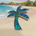 thumbnail image 2 of Gorgeous Hawaiian XX-Large Blue Opal Palm Tree Necklace, Sterling Silver Blue Opal Palm Tree Pendant, N2665 Birthday Mom Gift, Statement PC, 2 of 6
