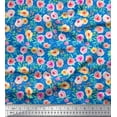 thumbnail image 1 of Soimoi Blue Velvet Fabric Leaves & Floral Watercolor Decor Fabric Printed BTY 58 Inch Wide, 1 of 3