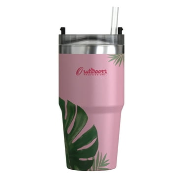 Outdoors Professional 20-Oz. Stainless Steel Double-Walled Insulated Tumbler with Straw (Tropical Pink), OUTD9201