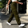 thumbnail image 5 of Ghalytn Women's Elastic Waist Cargo Jogger Pants - Multi-Pocket Tapered Ankle Cuff Casual Outdoor Bottoms, 5 of 7