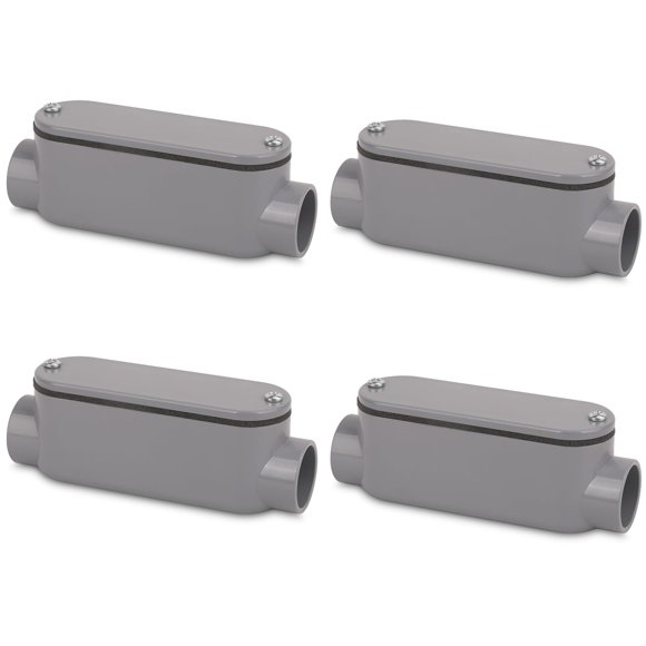 Cuerpo de conduit de PVC tipo C de 3/4 pulgada, 4 piezas, gris, CKVIHAV