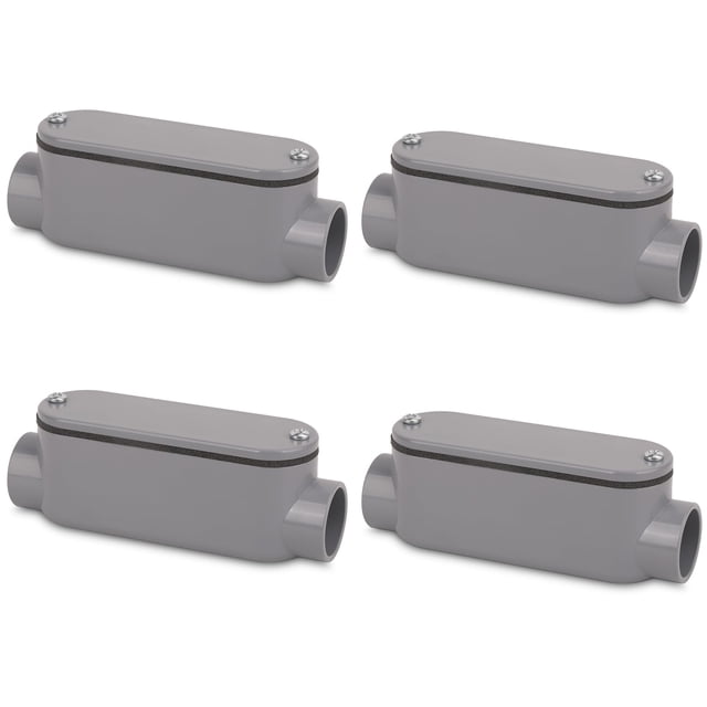 Cuerpo de conduit de PVC tipo C de 3/4 pulgada, 4 piezas, gris, CKVIHAV