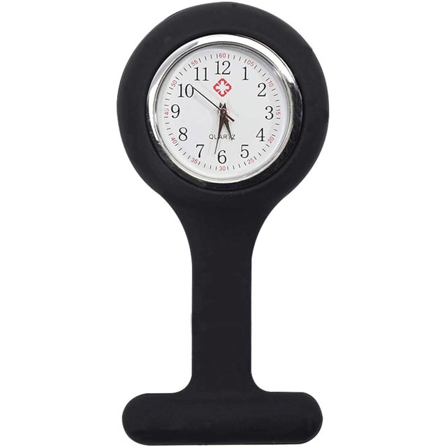 Reloj de bolsillo de plástico de silicona negro para enfermeras, reloj de bolsillo de plástico, NHS, reloj de enfermera, reloj de bolsillo, regalo de enfermera - Regalo para enfermeras y médicos