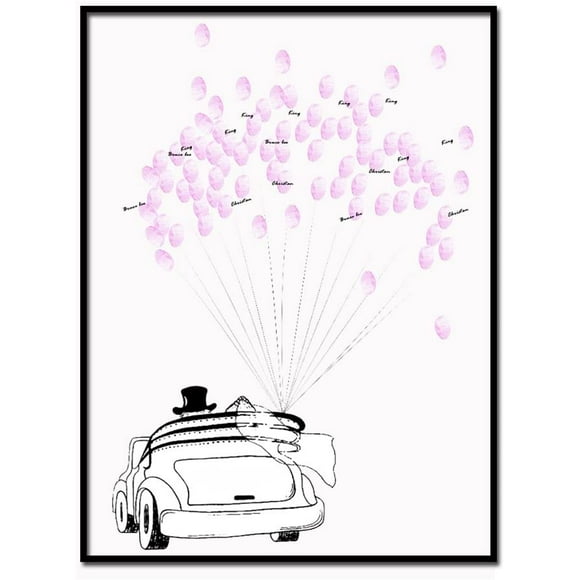 Fingerprint Tree Custom Wedding Guestbook Wedding Guestbook Poster with 6 Colors Ink (TYPE11#)