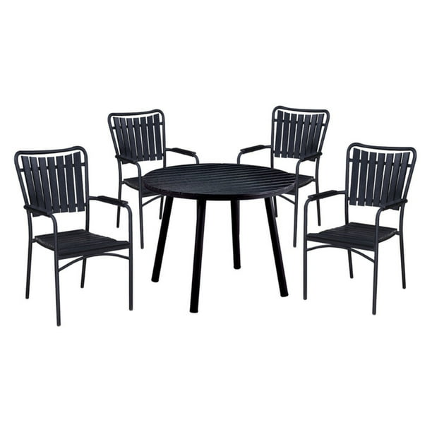 Oakland Living Splat Back Faux Wood and Steel 5 Piece Round Counter