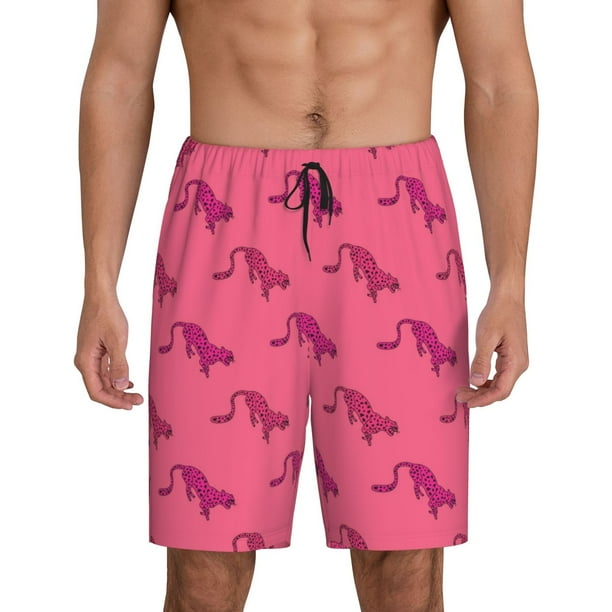 Fotbe Leopard Print Pantalones Cortos de Pijama para Hombre, Ropa de Dormir, Pantalones de Pijama Cortos para Hombre-XX-Large