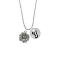 thumbnail image 2 of Delight Jewelry Two-tone Large Daisy Flower Silvertone Script Initial Disc - Y - Charm Necklace, 20"+3", 2 of 4
