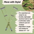 thumbnail image 5 of Mis Muletas - Muletas juveniles de diseño moderno para niños y adolescentes con empuñadura y longitud ajustables - Verde camuflaje - Para estaturas de 1,45 a 1,55 m - Fabricadas en aluminio ligero y d, 5 of 5
