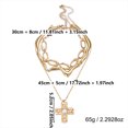 thumbnail image 3 of PISONIC 3‑Layer Gold Necklace Set, Irregular Wavy Choker & Oval Link Chain, Faux Pearl Cross Pendant for Women, 3 of 8