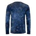 thumbnail image 7 of Men's Fashion Printed Round Neck Long Sleeve Bottoming Shirt Top with Christmas Snow Night Print for Seasonal Outfits and Daily Wear - Soft and Warm Men's Base Layer,Dark Blue,4XL, 7 of 7