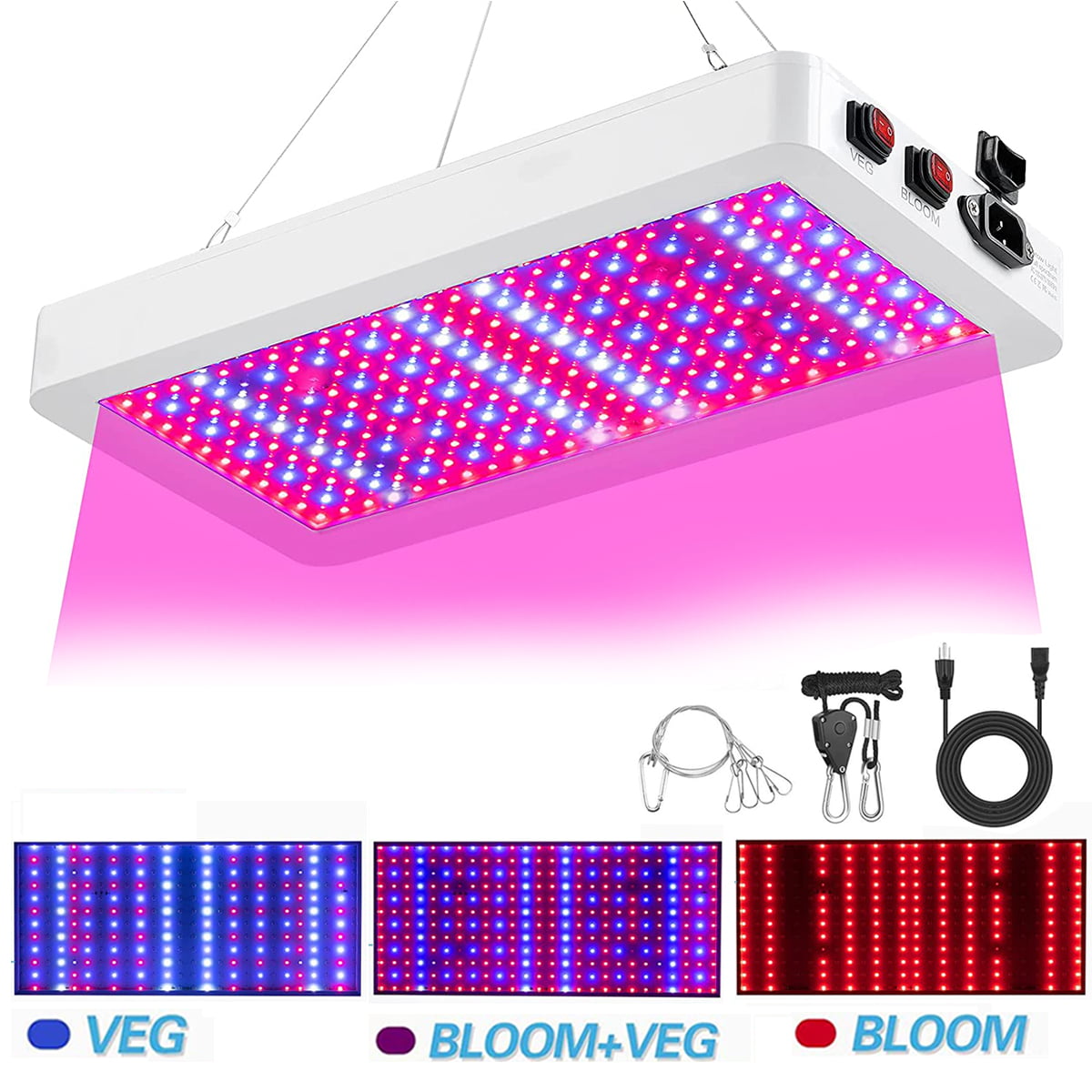 Dual Chips 600W LED Grow Light Full Spectrum for Hydroponic Plant Veg Flower 
