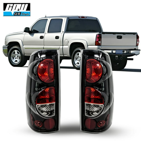 CPW Compatible With 1999-2006 Chevy Silverado And 1999-2003 GMC Sierra Tail Lights Pair Set Video Show Glossy Black/Clear Lens