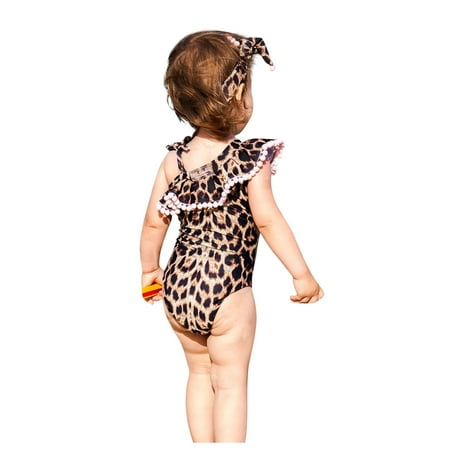 

IROINNID Toddler Girls Tassels Bikini One-Piece Swimsuit Leopard Print Swimwear