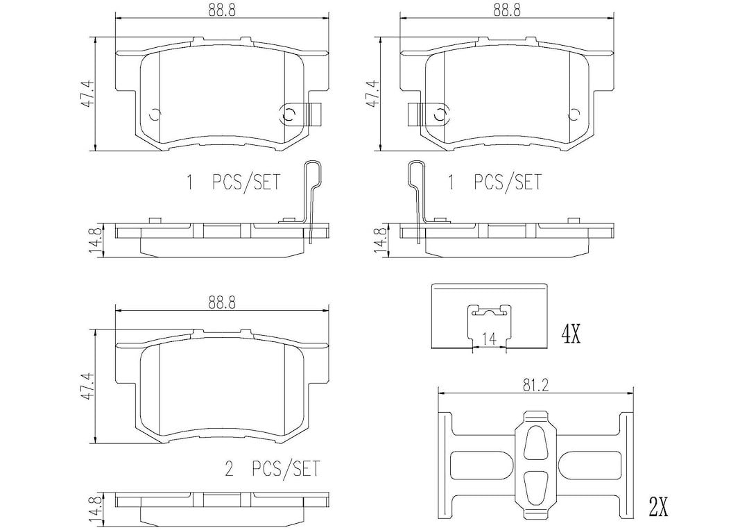 Brembo P28039N NAO BRAKE PADS Fits select: 2002-2004 HONDA CR-V EX, 2006 ACURA 3.2TL