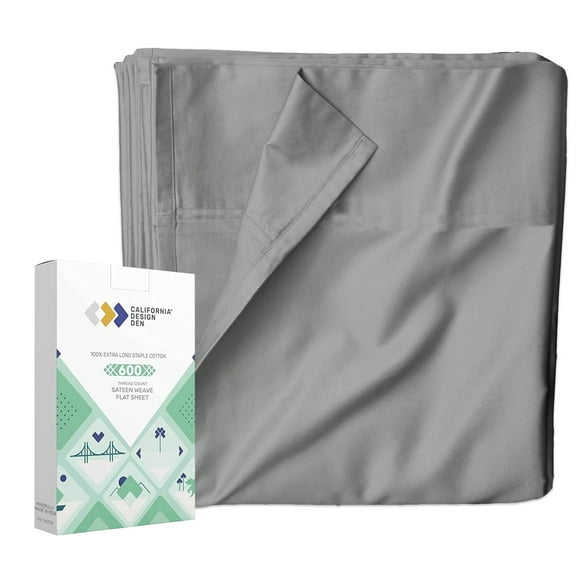 100 Pure cotton Flat Sheet - 600 Thread count, Soft and crisp, Breathable, Hotel Luxury Top Sheet Only, cooling Sheets, Ultra Premium Sateen Weave Twin Sheets, 1 Piece Flat Sheet (gray)