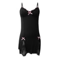 thumbnail image 4 of Mini vestido de encaje para mujer: vestido ajustado con escote pronunciado, espalda descubierta, volantes y corte acampanado, mezcla de poliéster y spandex, para fiestas y discotecas, ropa urbana., 4 of 5