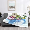 thumbnail image 3 of Vsdgher Alligator Donut Pool Float Pattern Fleece Throw Blanket, Horizontal Fleece Bedding Home Decor for Couch & Bed All Season Use -60"x50", 3 of 6