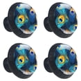 thumbnail image 2 of 4 Pcs Peacock Feather Knobs for Kitchen Cabinet Cupboard Dresser Bookcase Drawer Pulls Handles Round Home Decor, 2 of 8