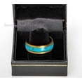 thumbnail image 3 of Dome Yellow Gold IP 8mm Blue Turquoise Inlay Wedding Band Comfort Fit - Mens Tungsten Carbide Ring - #1105s11.5, 3 of 4
