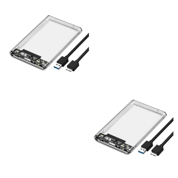 Moyic Caja HDD transparente USB3.0 SSD Caja mecánica externa de estado sólido SATA a USB Compatible con dispositivo móvil de 6TB Transparente USB 3.0 2Conjunto