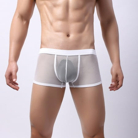 

MRULIC lingerie for women Men s Underwear Breathable Mesh Underwear Middle Waist Men Leisure Sports White + XL