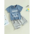 thumbnail image 4 of Toddler Baby Boy Summer Clothes 6M 12M 18M 24M 3Y Mamas Little Boy Short Sleeve T Shirt Tops Infant Rolled Drawstring Shorts Set, 4 of 9