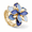Blue-Gold, variant on 3D Layered Enamel Flower Ring Geometric Hollow Out Floral Statement Rings Hypoallergenic Elastic Memory Metal Adjustable Finger Band Fashion Jewelry for Women Daily Party Wear